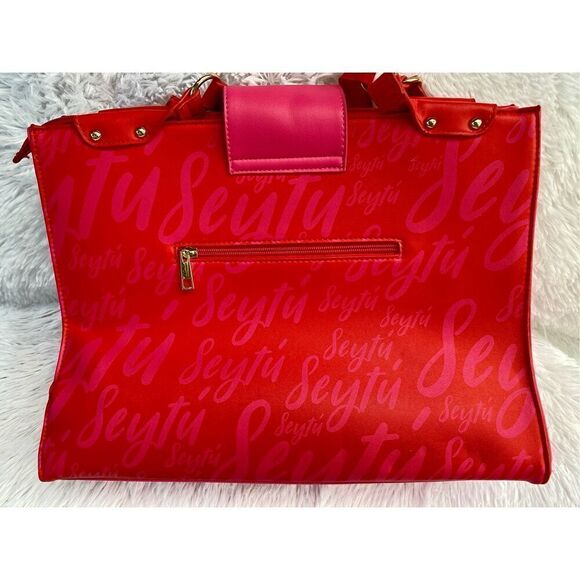 NWOT Seytu Hot Pink With Gold Hardware Large Tote or Shoulder Bag Purse - Picture 3 of 15